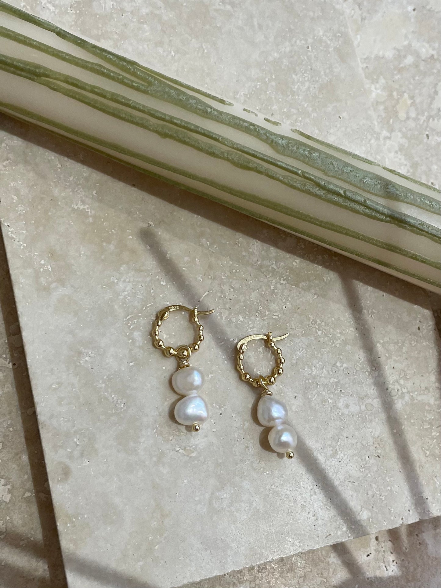 Lulu Pearl Hoops | Gold